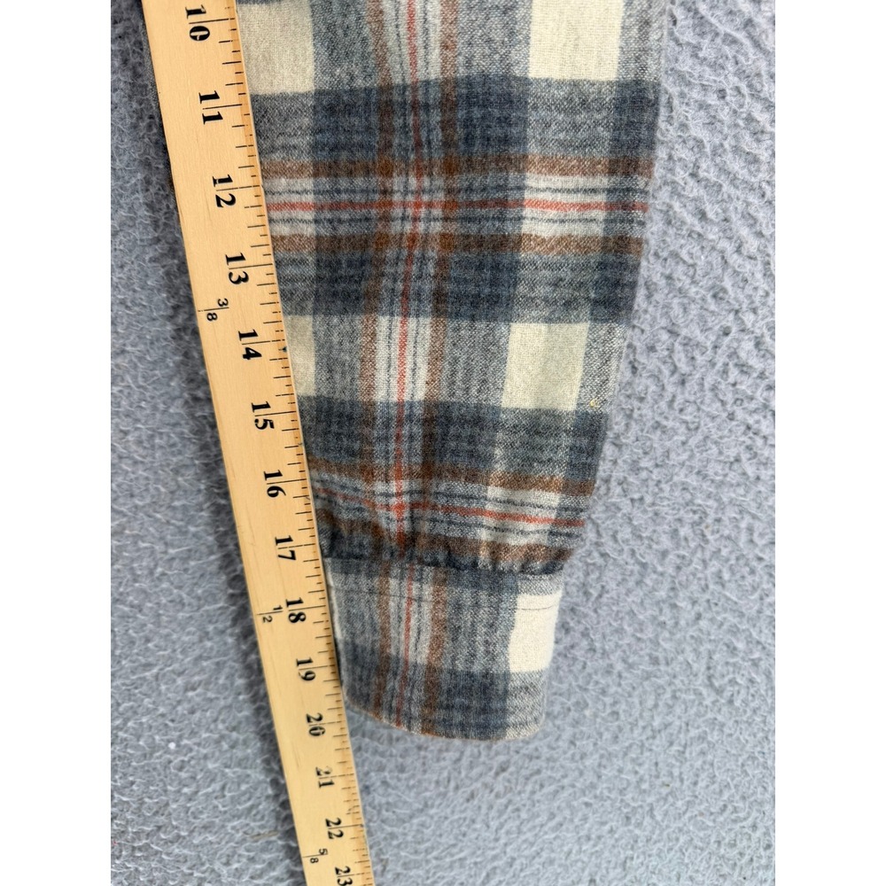 Pendleton Board Shirt Mens Medium Plaid 100% Virgin Wool Grey Cream Rust USA - Picture 11 of 16